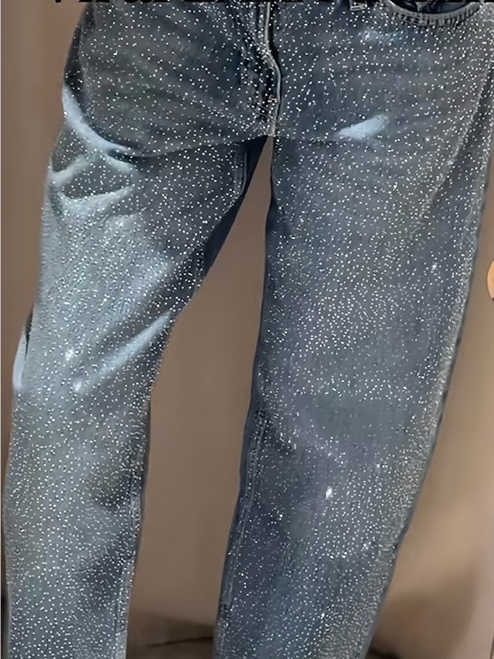 Zara Light Blue Straight woman’s Jeans with rhinestones - tik tok jeans